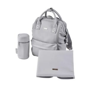 BabaBing! Mani Vegan Leather Backpack Changing Bag - Blush Grey