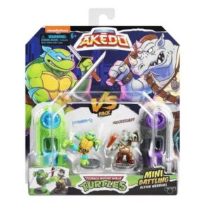 Akedo Teenage Mutant Ninja Turtles Leonardo vs Rocksteady Mini Figure Set - 2pk