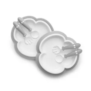 BABYBJÖRN Baby Plate, Spoon and Fork 2-sets Grey