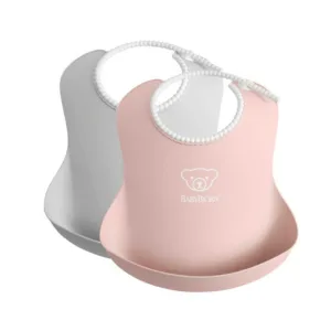 BABYBJÖRN Soft Bib 2-Pack Grey/Powder Pink