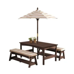 Kidkraft Outdoor Table/Bench Set - Oatmeal & White Stripe