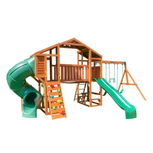 Kidkraft Boulder Bluff 2-in-1 Wooden Outdoor Playset / Swingset